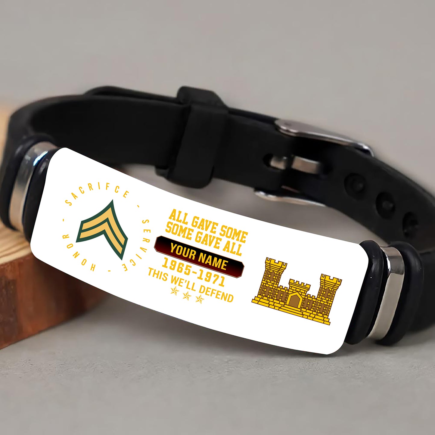 Army Branch - Personalized US Soldier/ Veteran With Rank, Name And Year Bracelet - 17453664