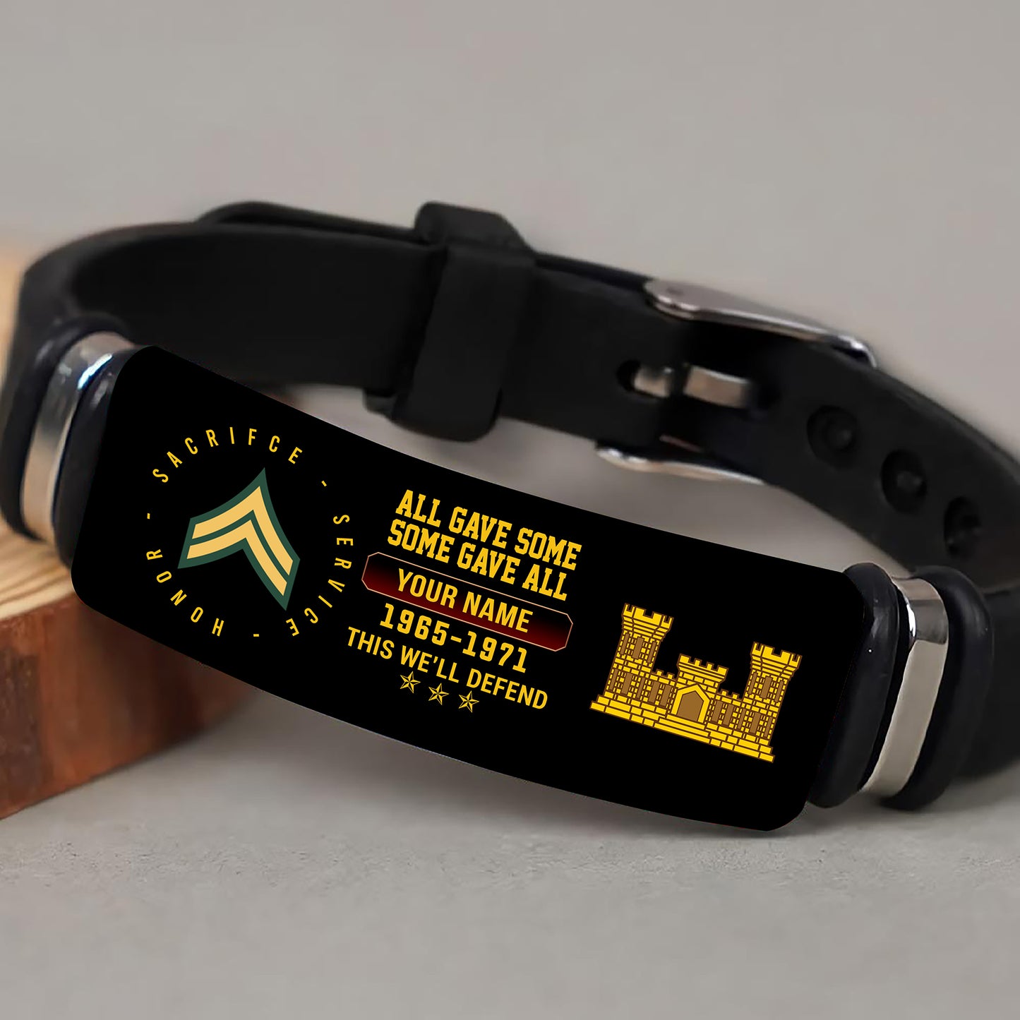 Army Branch - Personalized US Soldier/ Veteran With Rank, Name And Year Bracelet - 17453664