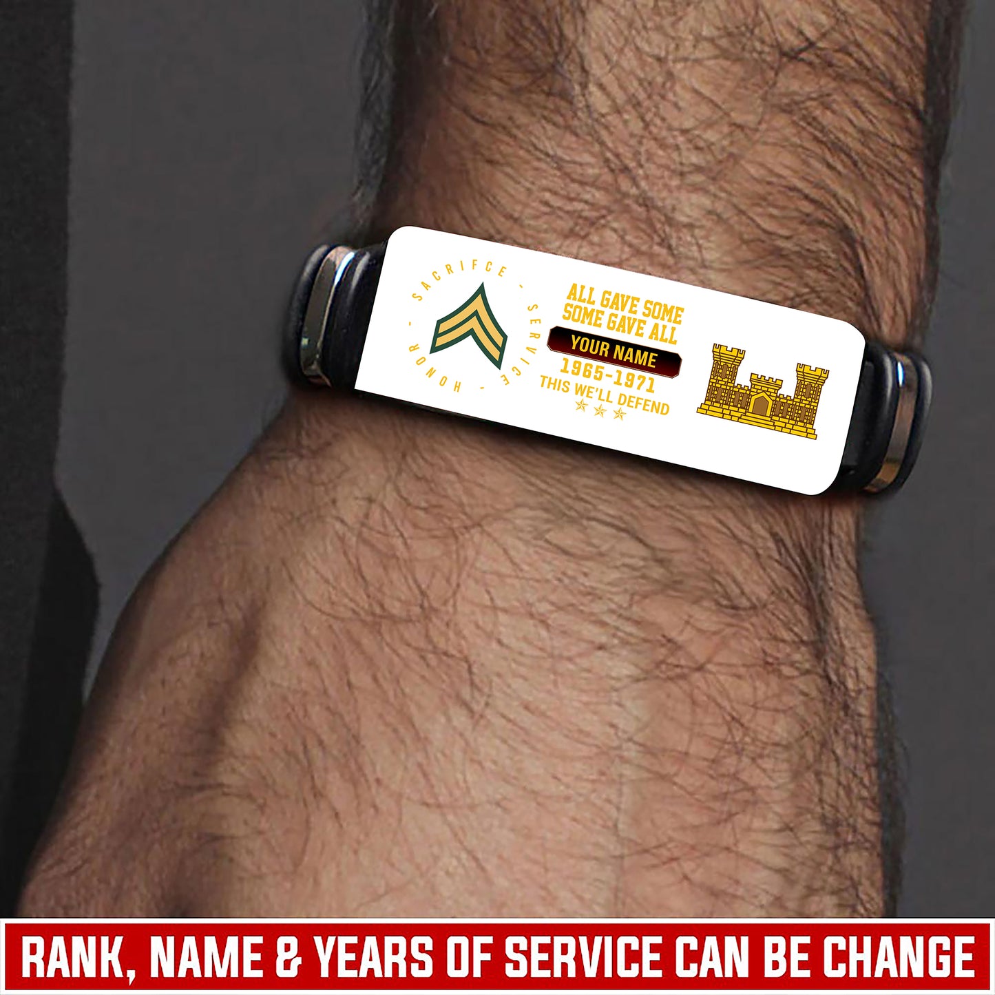 Army Branch - Personalized US Soldier/ Veteran With Rank, Name And Year Bracelet - 17453664