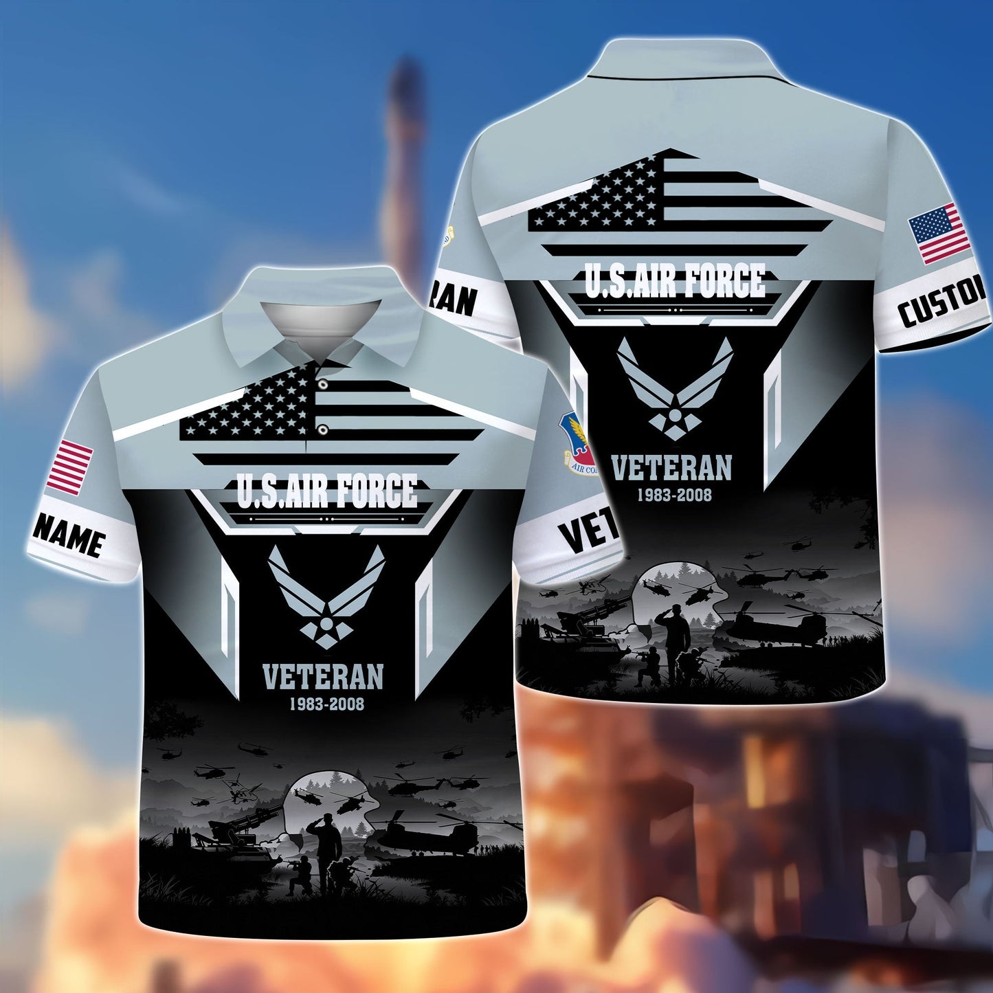 Air Force Command - Personalized US Soldier/Veteran with Rank, Name and Year Polo All Over Printed - 1775865602