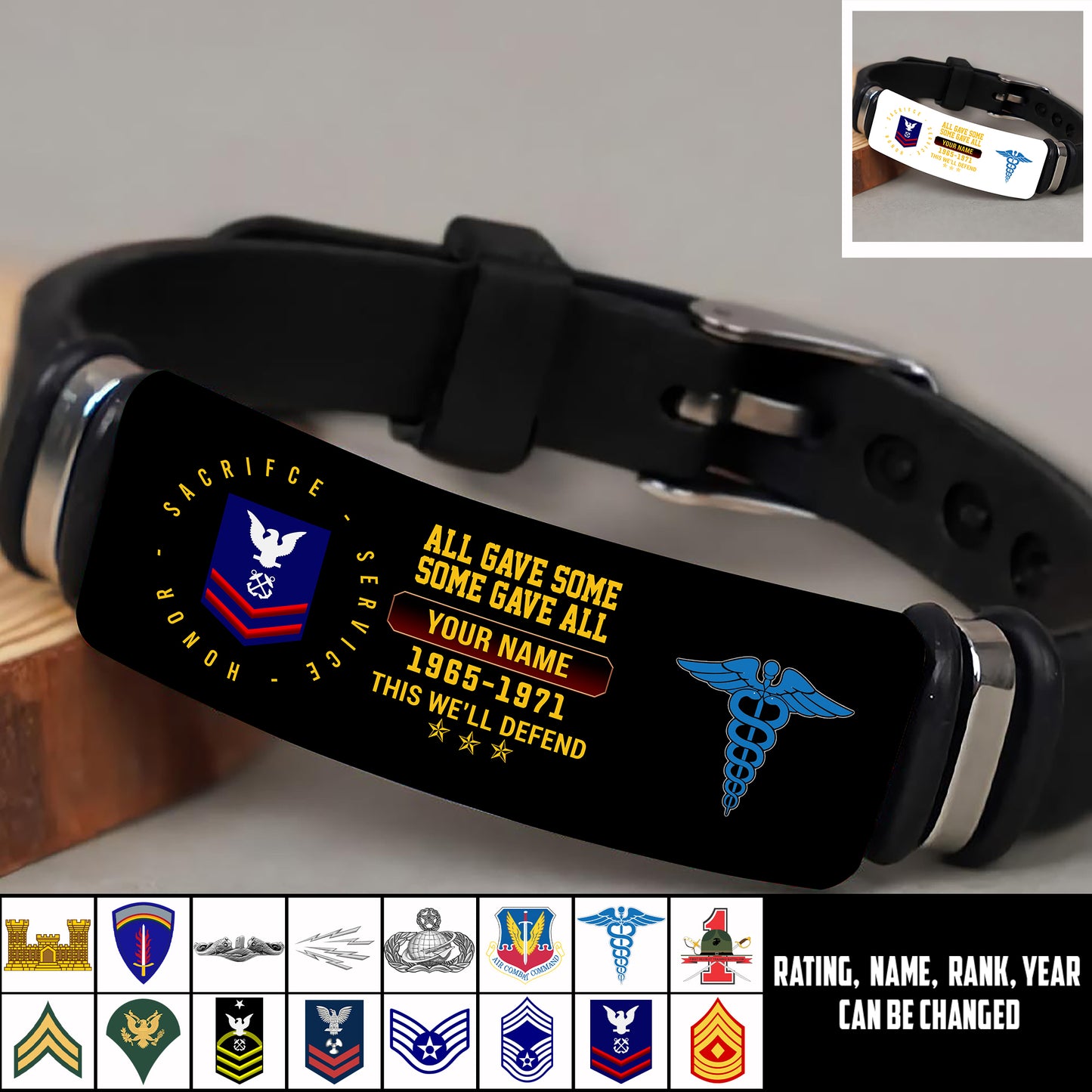 Coast Guard Rating - Personalized US Soldier/ Veteran With Rank, Name And Year Bracelet - 17453664