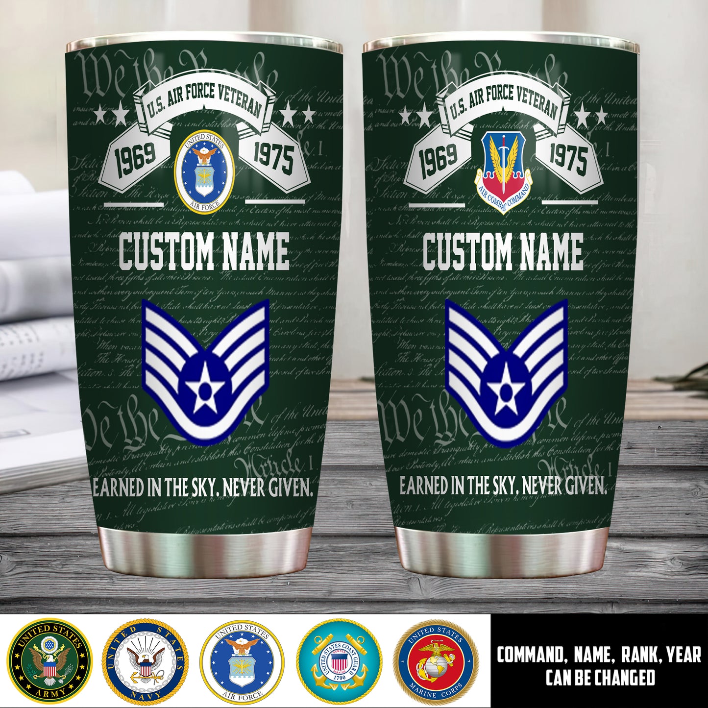 Air Force Command- Personalized US Soldier/ Veteran Tumbler - 17492544