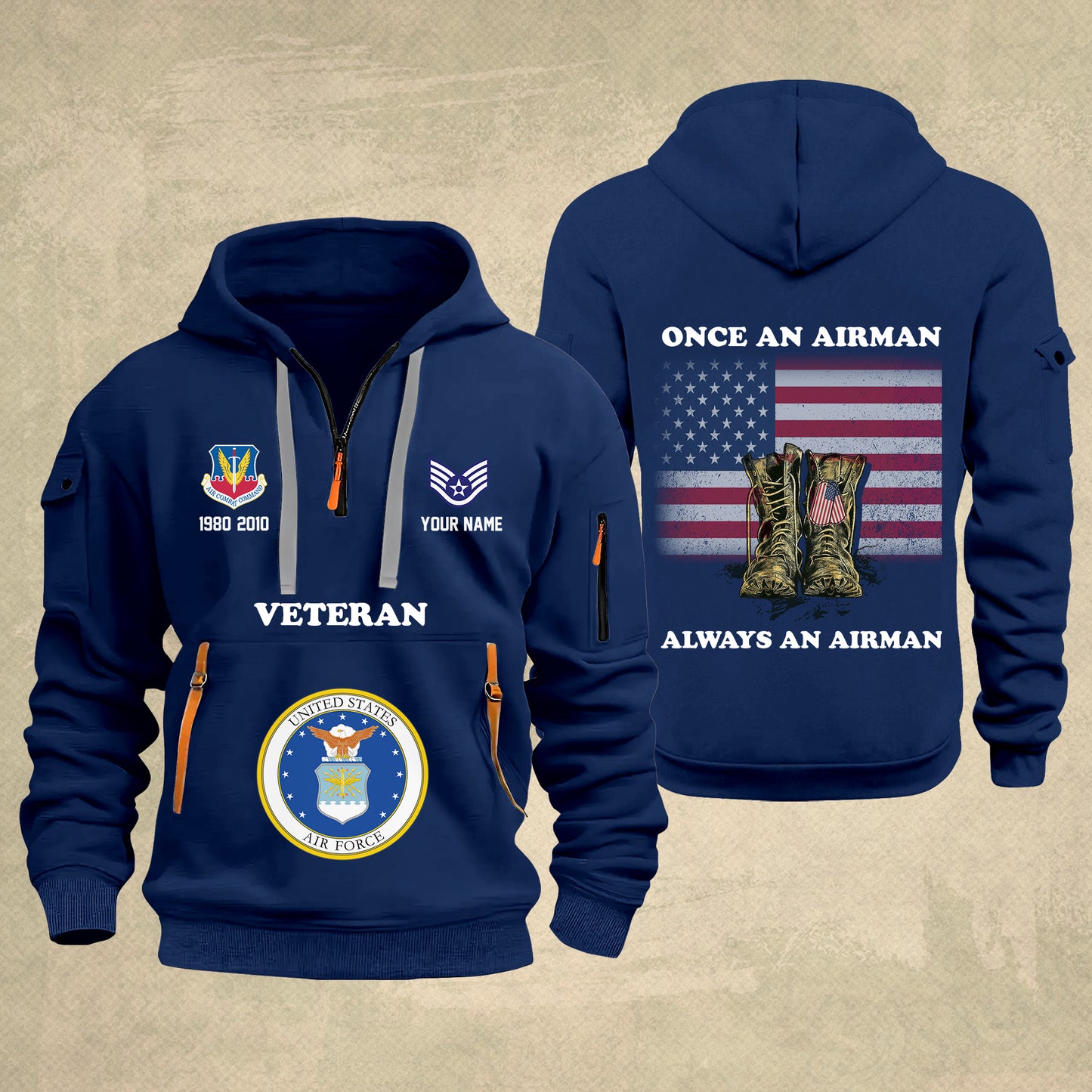 Air Force Command - Personalized US Soldier/ Veteran With Name And Rank Zip Hoodie Multicolor - 17044128