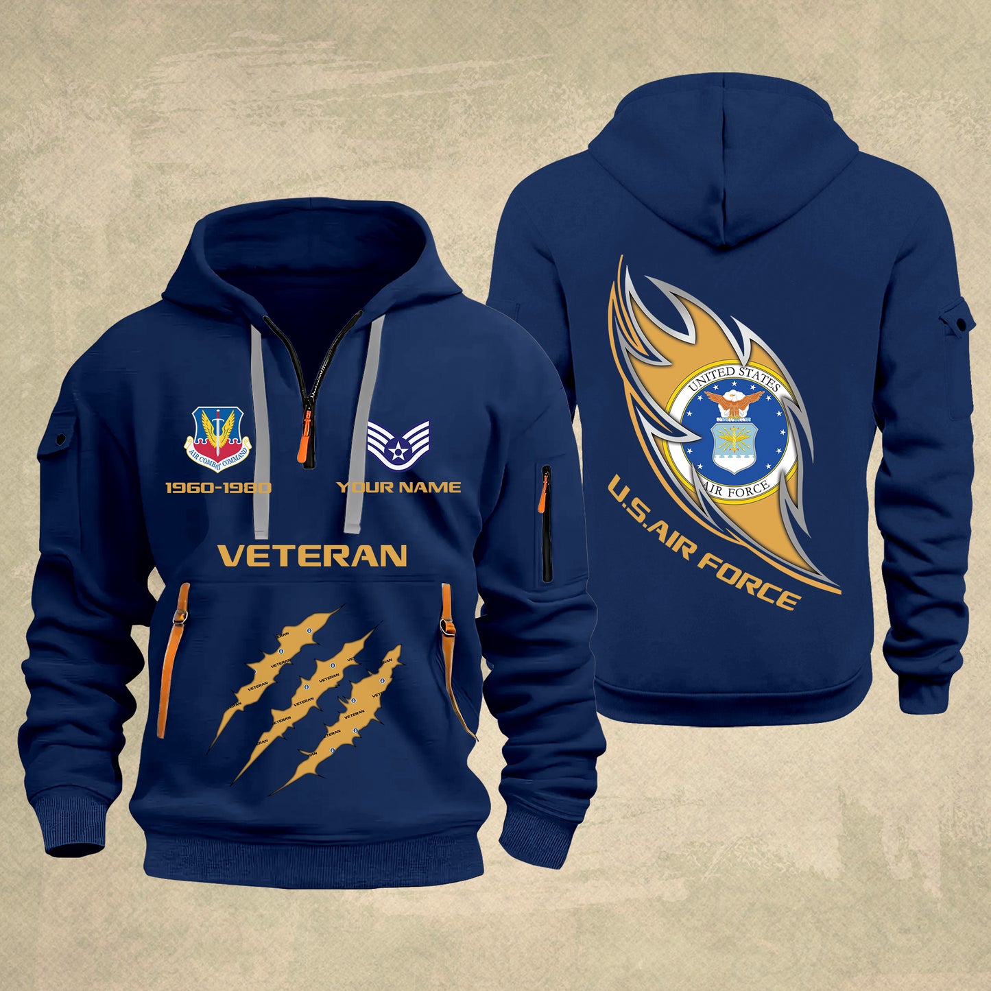 Air Force Command - Personalized US Soldier/ Veteran With Name And Rank Zip Hoodie Multicolor - 17361216