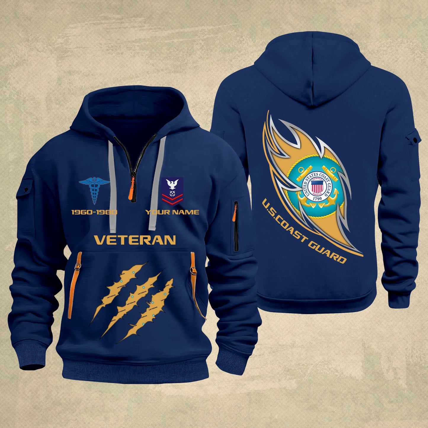 Coast Guard Rating- Personalized US Soldier/ Veteran With Name And Rank Zip Hoodie Multicolor - 17361216