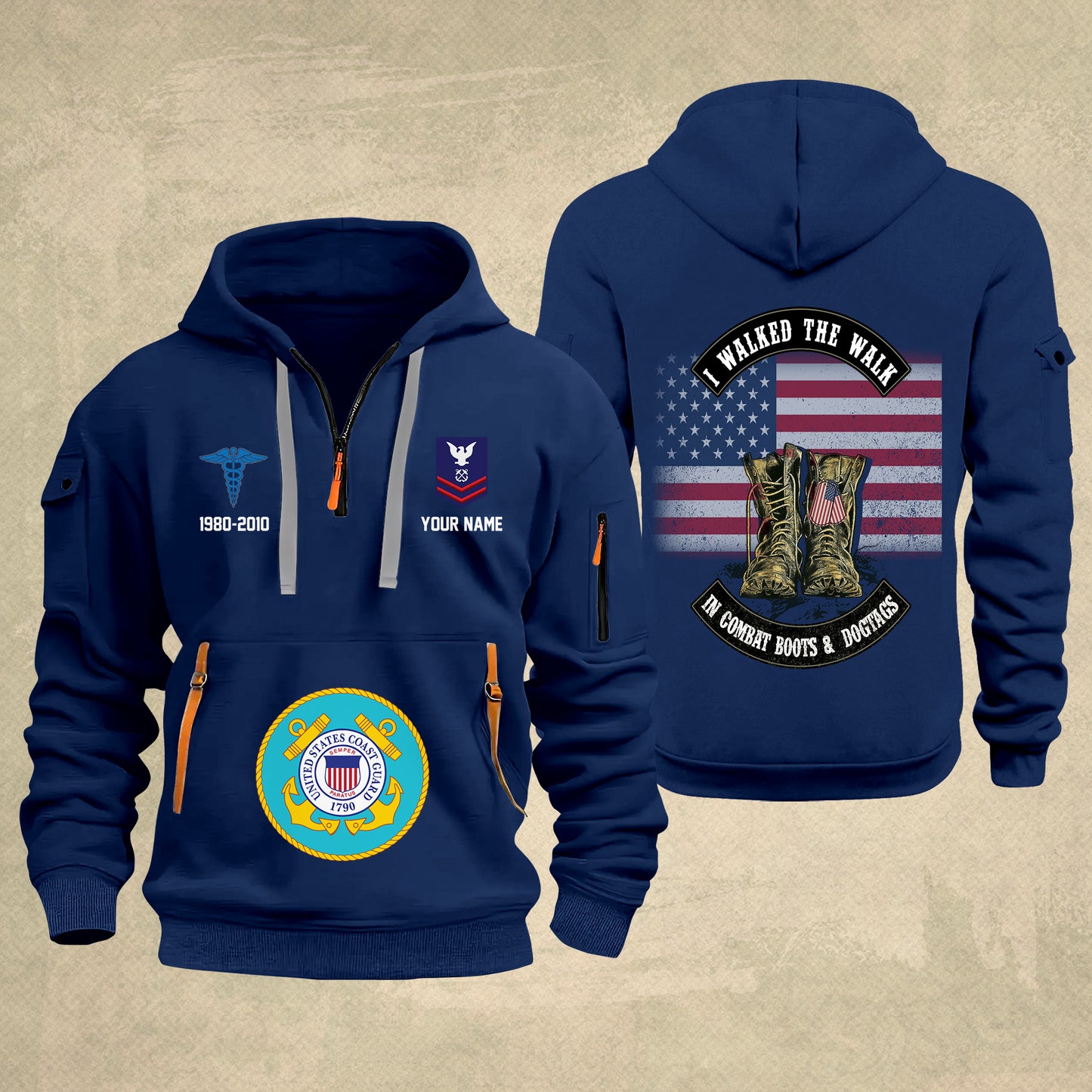 Coast Guard Rating - Personalized US Soldier/ Veteran With Name And Rank Zip Hoodie Multicolor - 17349984