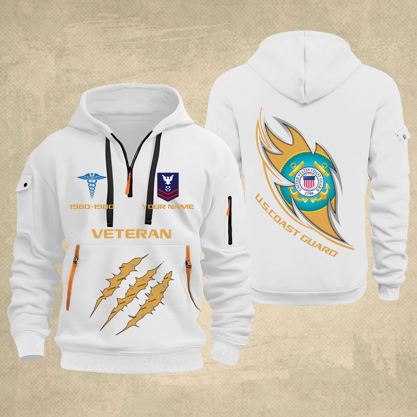 Coast Guard Rating- Personalized US Soldier/ Veteran With Name And Rank Zip Hoodie Multicolor - 17361216