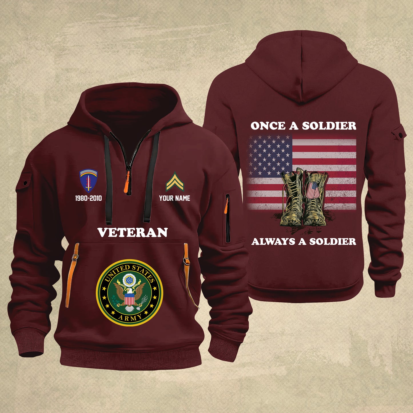 Army Division - Personalized US Soldier/ Veteran With Name And Rank Zip Hoodie Multicolor - 17044128