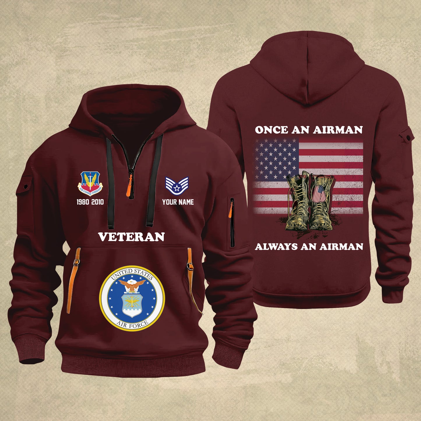 Air Force Command - Personalized US Soldier/ Veteran With Name And Rank Zip Hoodie Multicolor - 17044128