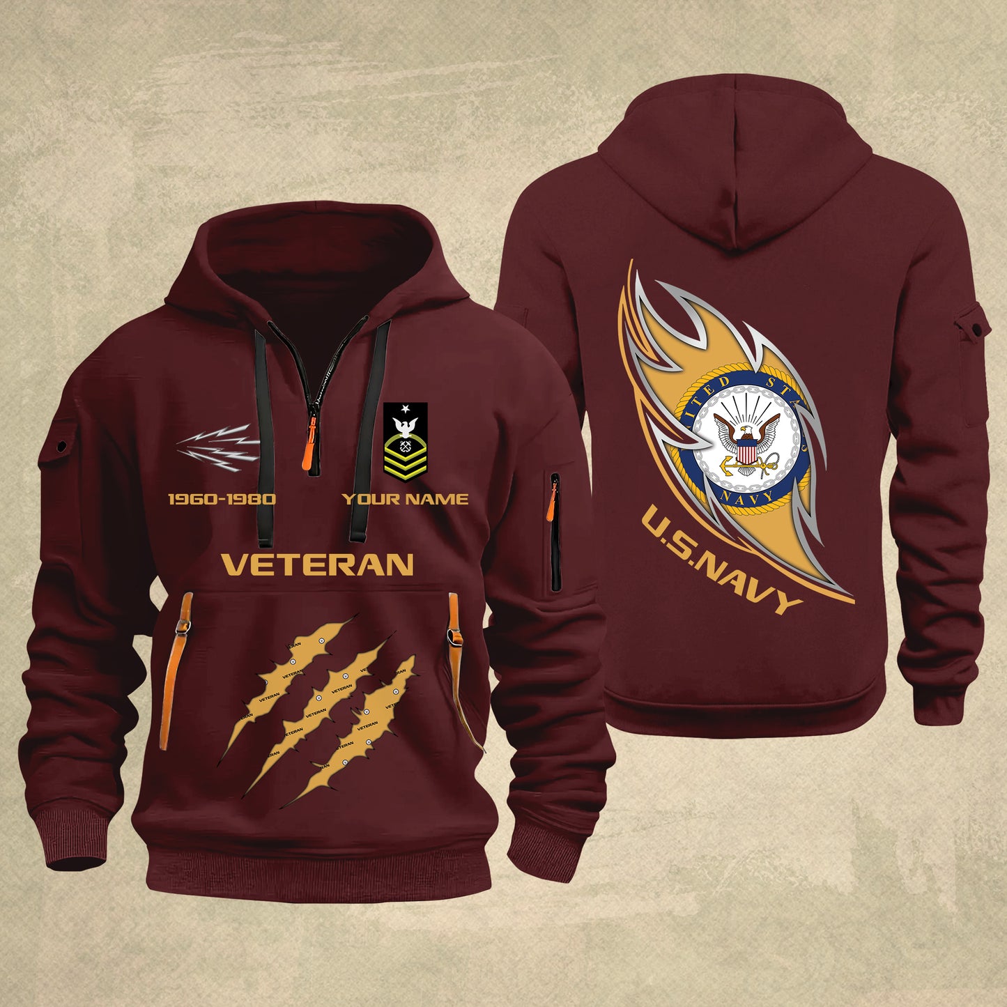 Navy Rating - Personalized US Soldier/ Veteran With Name And Rank Zip Hoodie Multicolor - 17361216