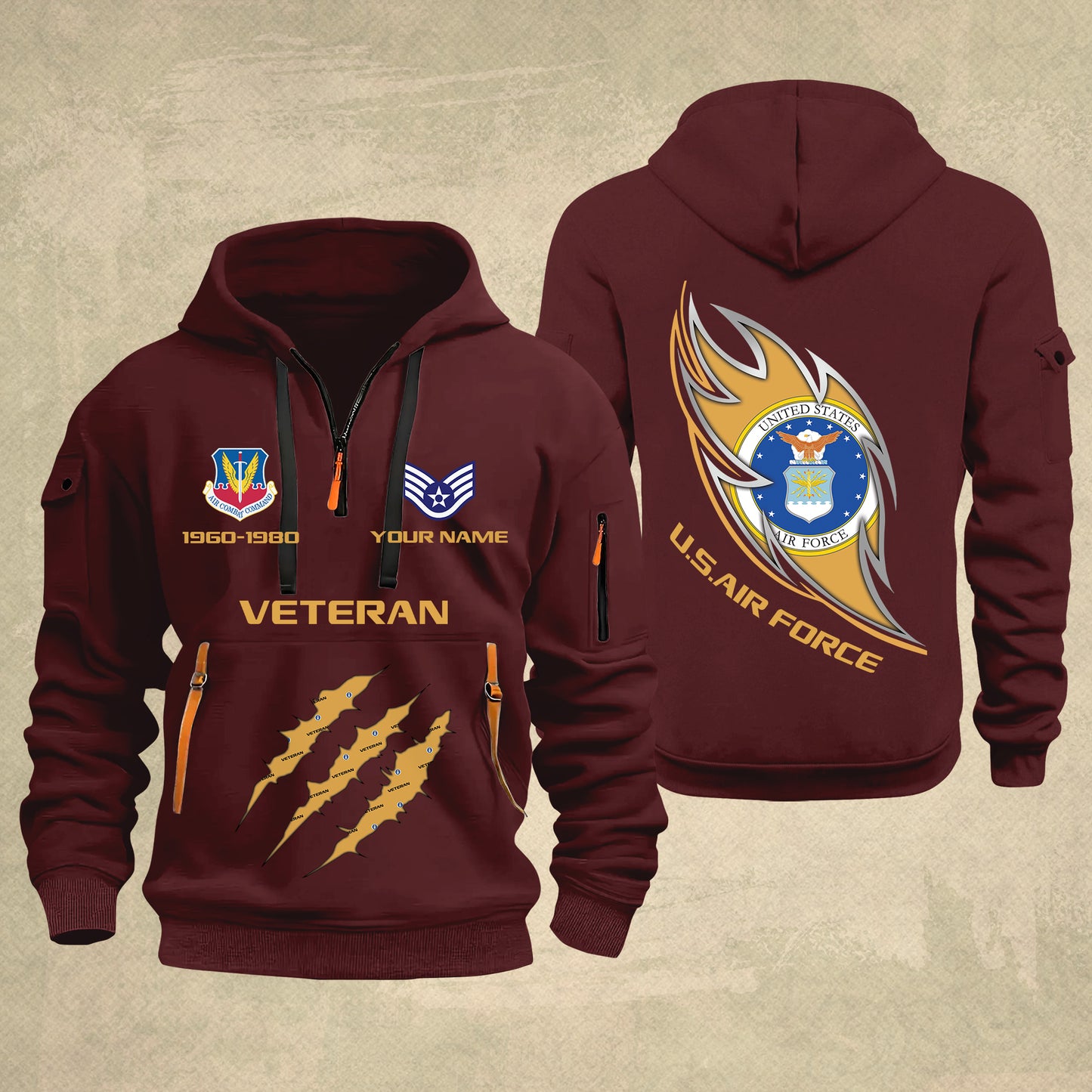 Air Force Command - Personalized US Soldier/ Veteran With Name And Rank Zip Hoodie Multicolor - 17361216