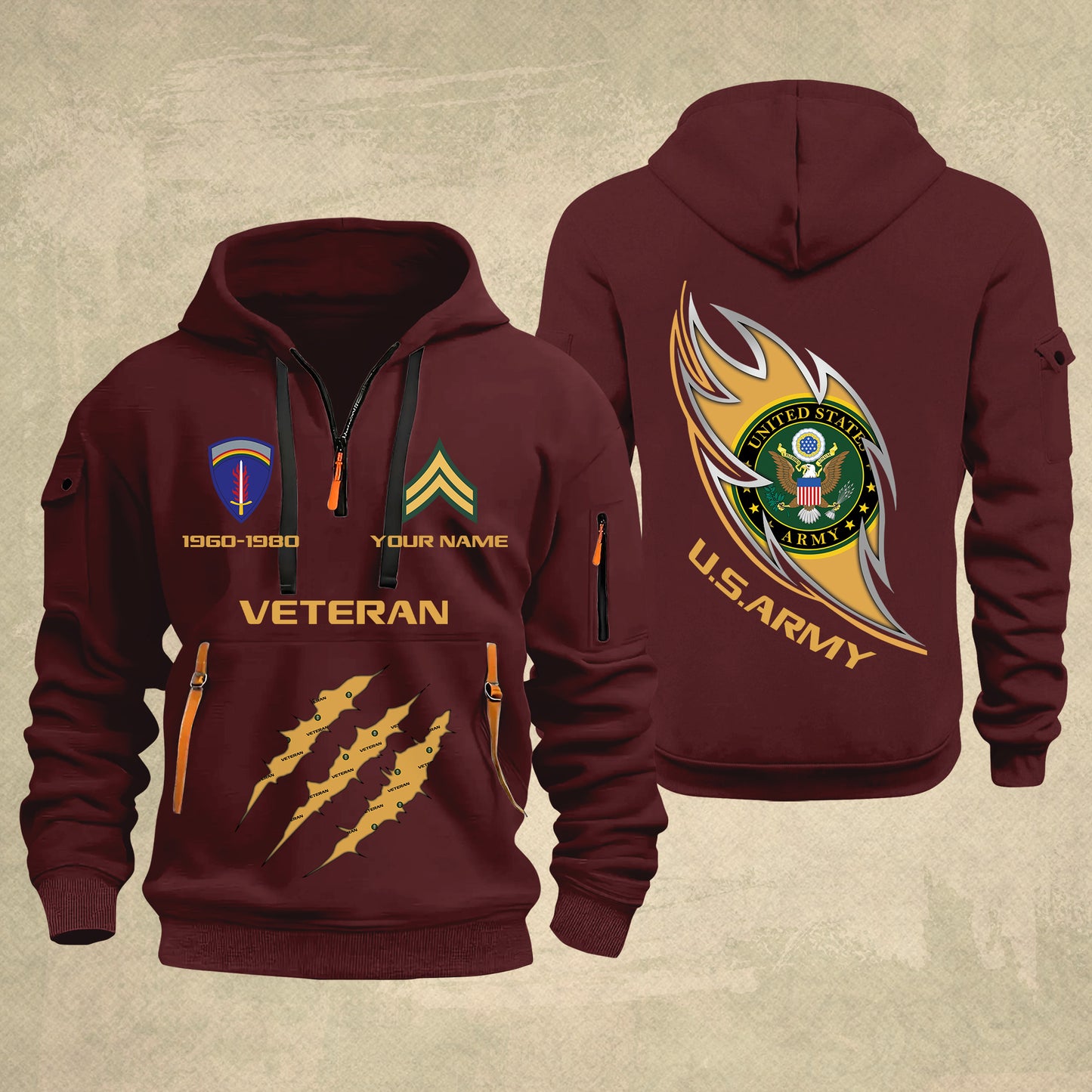 Army Division - Personalized US Soldier/ Veteran With Name And Rank Zip Hoodie Multicolor - 17361216