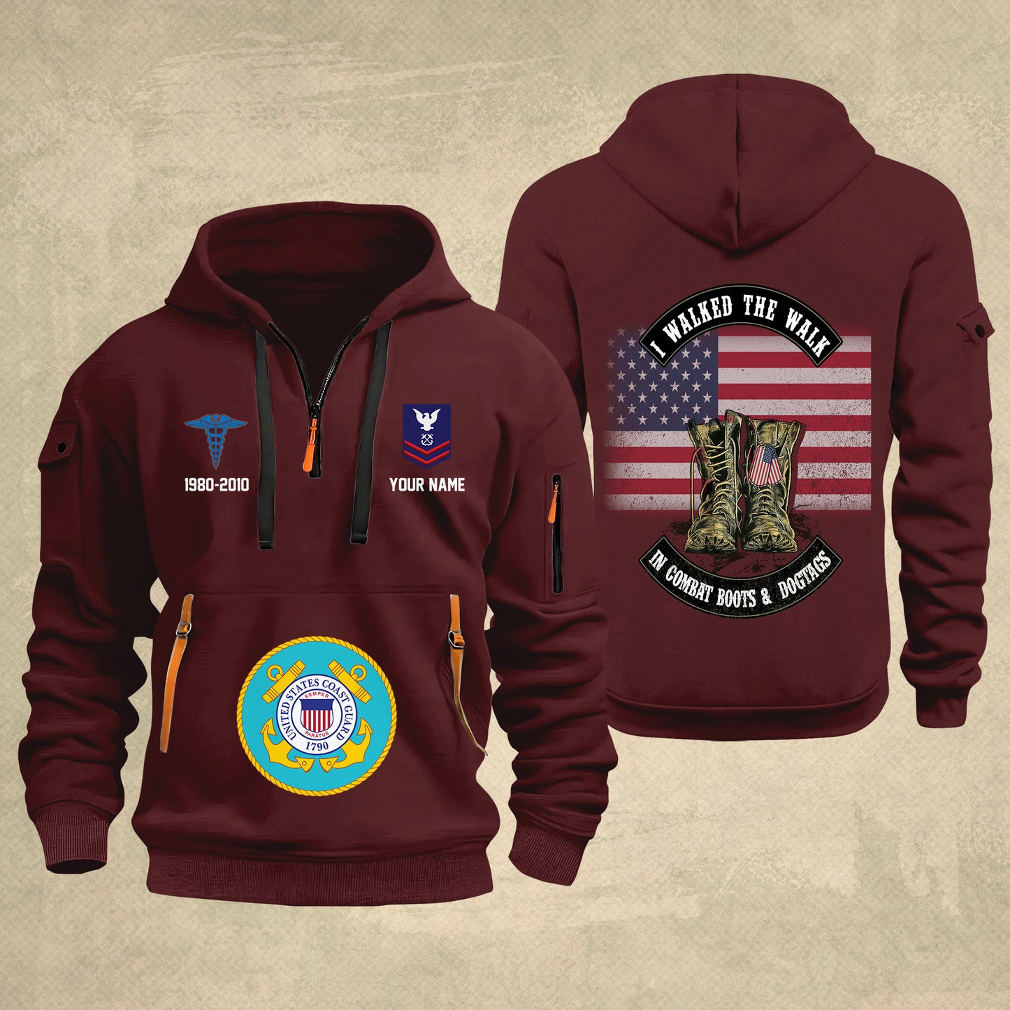 Coast Guard Rating - Personalized US Soldier/ Veteran With Name And Rank Zip Hoodie Multicolor - 17349984