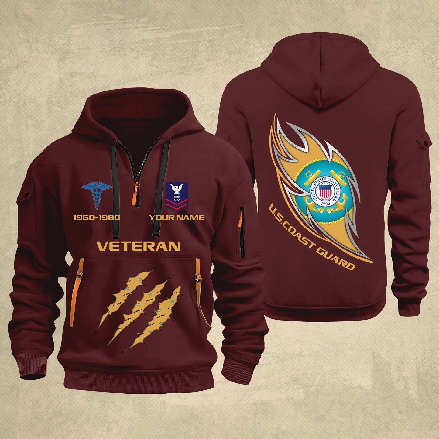 Coast Guard Rating- Personalized US Soldier/ Veteran With Name And Rank Zip Hoodie Multicolor - 17361216