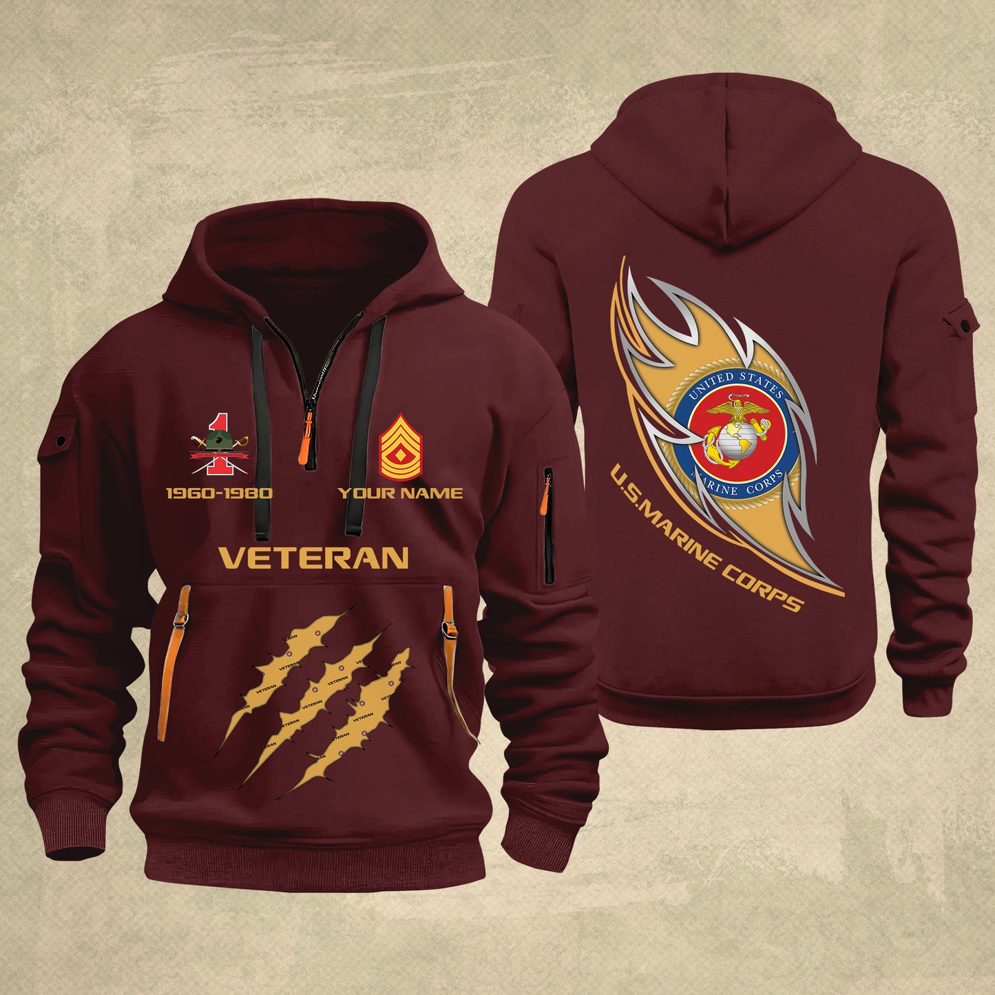 Marines Battalions - Personalized US Soldier/ Veteran With Name And Rank Zip Hoodie Multicolor - 17361216