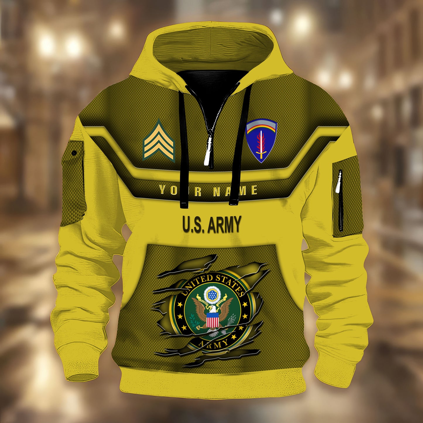 Army Division - Personalized US Soldier/ Veteran 3D Half-zip Hoodie -17508096