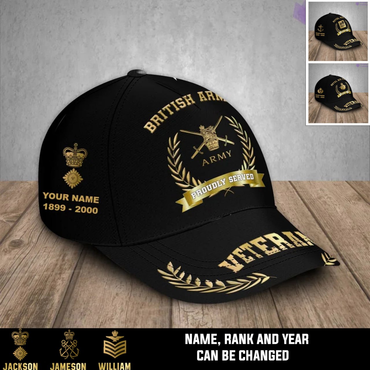 Personalized Rank Year And Name UK Soldier Veterans Baseball Cap 17 Gifts For Vet US