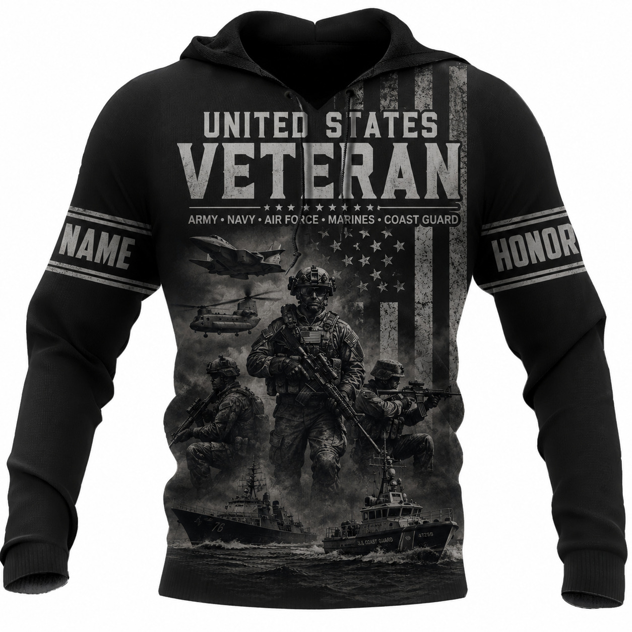 U.S. Air Force Duty Honor 3D Hoodie, Custom Name, Proud Veteran Gift - 17790372120