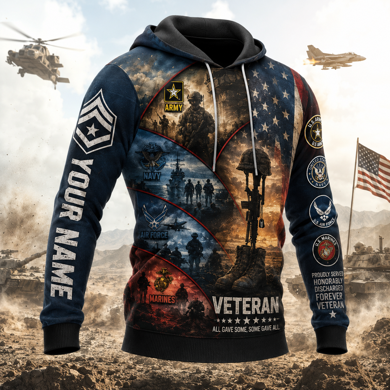 U.S. Air Force Retired Veteran All Over Print Hoodie - 1778716813
