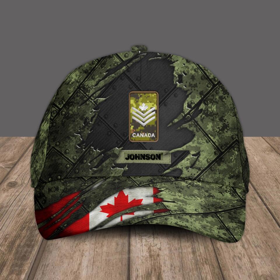 Personalized Rank And Name Canadian Soldier/Veterans Camo Baseball Cap - 1670976001