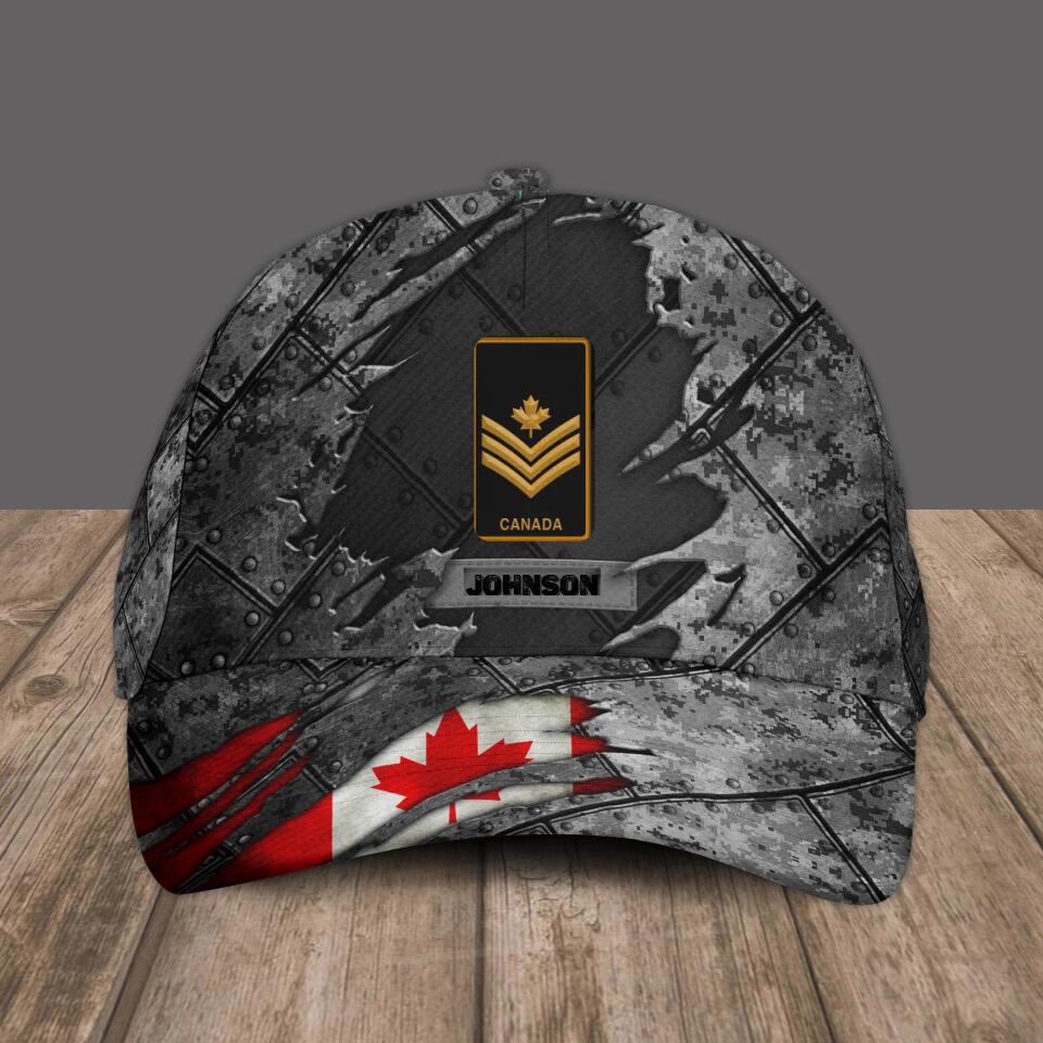 Personalized Rank And Name Canadian Soldier/Veterans Camo Baseball Cap - 1670976001