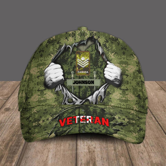 Personalized Rank And Name Canadian Soldier/Veterans Camo Baseball Cap - 1670976016