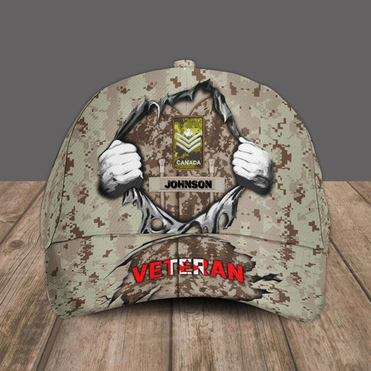 Personalized Rank And Name Canadian Soldier/Veterans Camo Baseball Cap - 1670976017