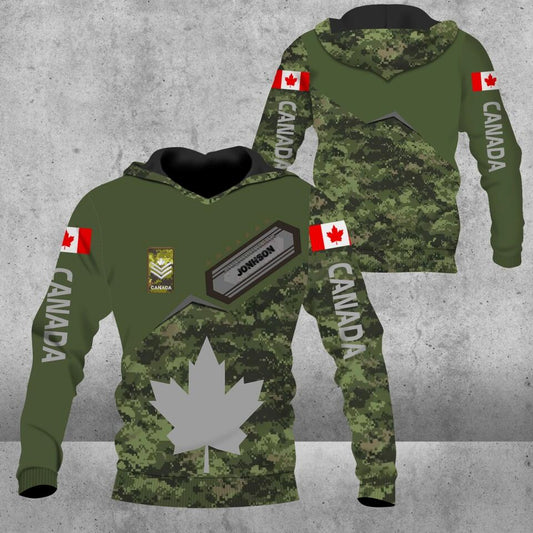 Personalized Canadian Solider/ Veteran Camo With Name And Rank Hoodie 3D Printed - 1673308804