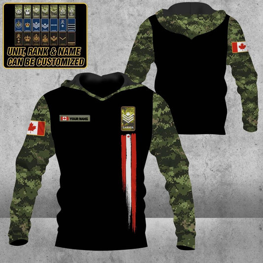 Personalized Canadian Solider/ Veteran Camo With Name And Rank Hoodie 3D Printed - 1674864001