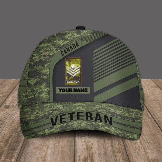 Personalized Rank And Name Canadian Soldier/Veterans Camo Baseball Cap - 1674950401