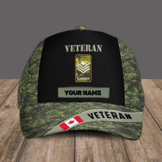 Personalized Rank And Name Canadian Soldier/Veterans Camo Baseball Cap - 1674950402