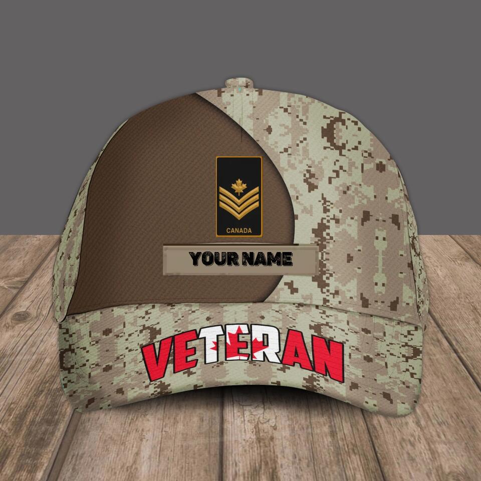 Personalized Rank And Name Canadian Soldier/Veterans Camo Baseball Cap - 1674950404