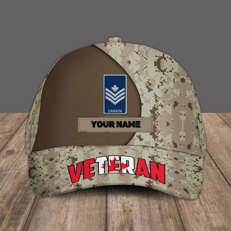 Personalized Rank And Name Canadian Soldier/Veterans Camo Baseball Cap - 1674950404