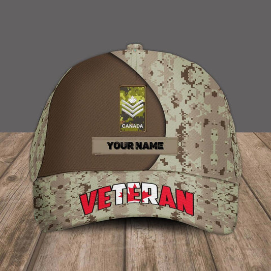 Personalized Rank And Name Canadian Soldier/Veterans Camo Baseball Cap - 1674950404