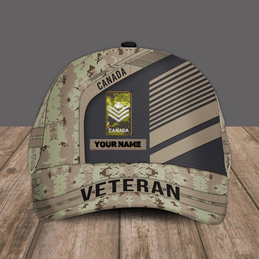 Personalized Rank And Name Canadian Soldier/Veterans Camo Baseball Cap - 1674950405