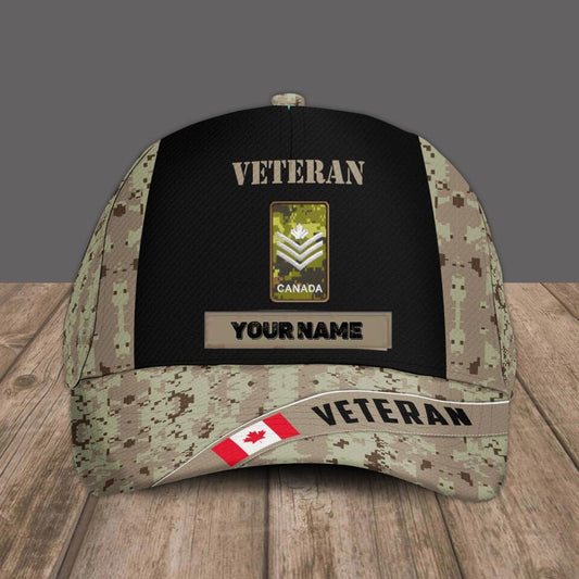 Personalized Rank And Name Canadian Soldier/Veterans Camo Baseball Cap - 1674950406