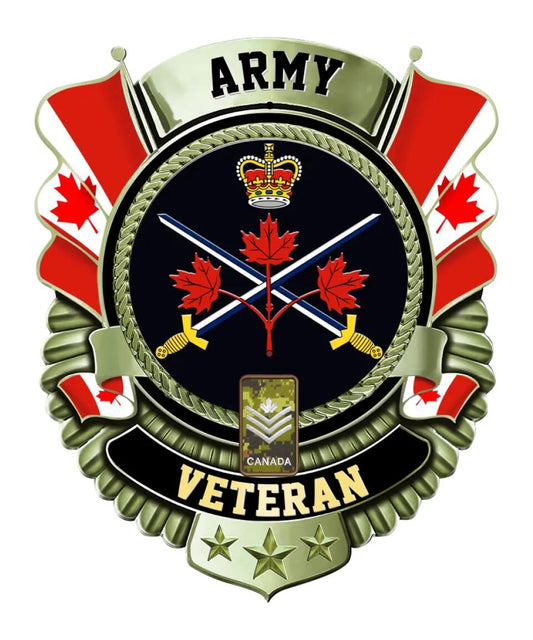 Personalized Rank Canadian Soldier/Veterans Camo Cut Metal Sign - 16754688