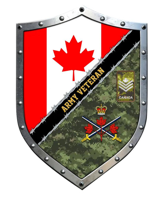 Personalized Rank Canadian Soldier/Veterans Camo Cut Metal Sign - 16765056