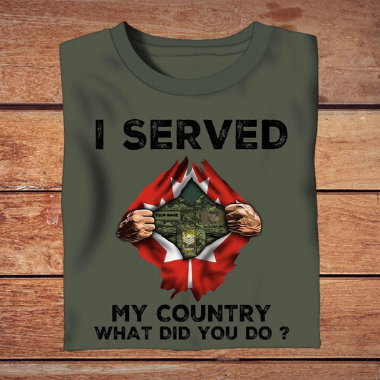 Personalized Canada Solider/ Veteran Camo With Name And Rank T-Shirt - I Served My Country - 16765920