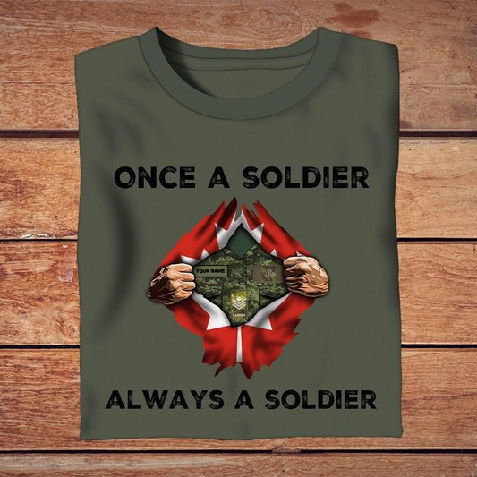 Personalized Canada Solider/ Veteran Camo With Name And Rank T-Shirt - Always A Soldier - 16741728