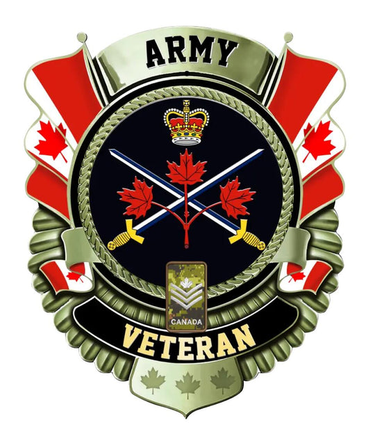 Personalized Rank Canadian Soldier/Veterans Camo Cut Metal Sign - 16769376