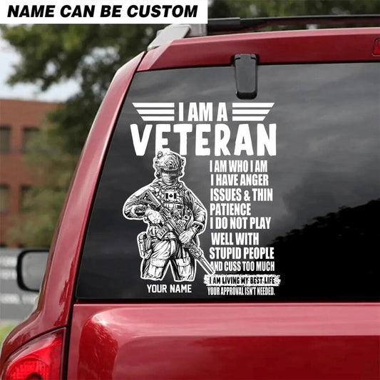 Personalized I Am A Veteran Canadian Veteran/Soldier Decal Printed - 16771968