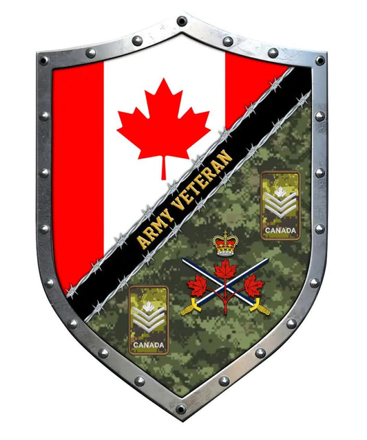 Personalized Rank Canadian Soldier/Veterans Camo Cut Metal Sign - 1676505601