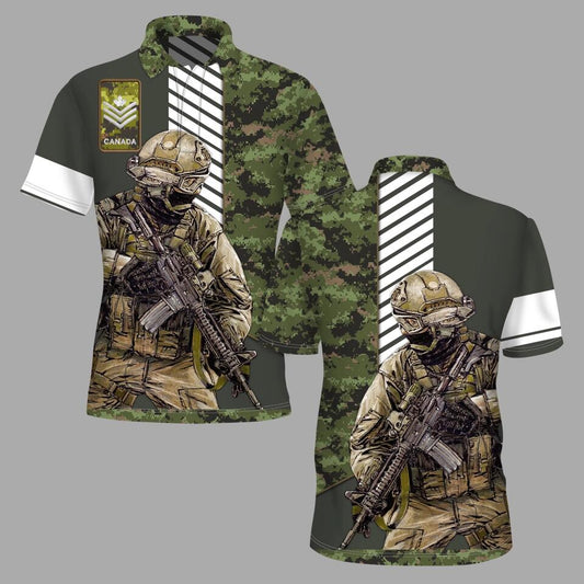 Personalized Canada Solider/ Veteran Camo With Name And Rank POLO 3D Printed - 1671062402