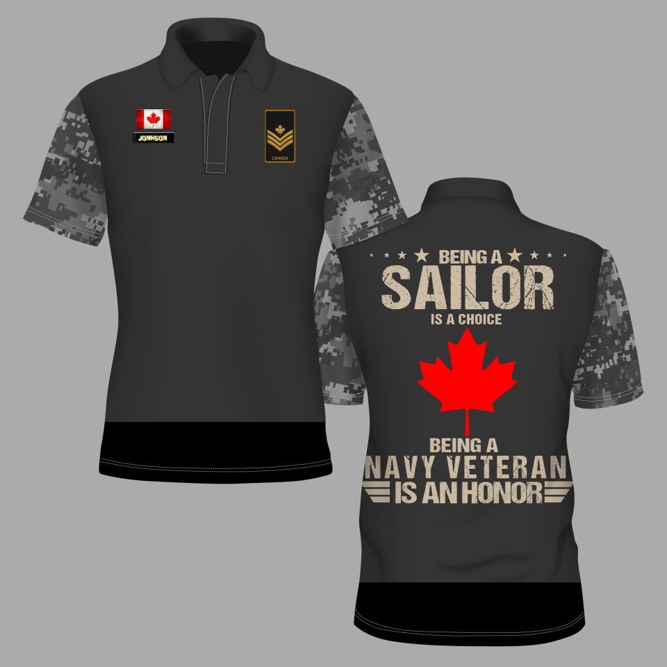 Personalized Canada Solider/ Veteran Camo With Name And Rank POLO 3D Printed - 1671062414