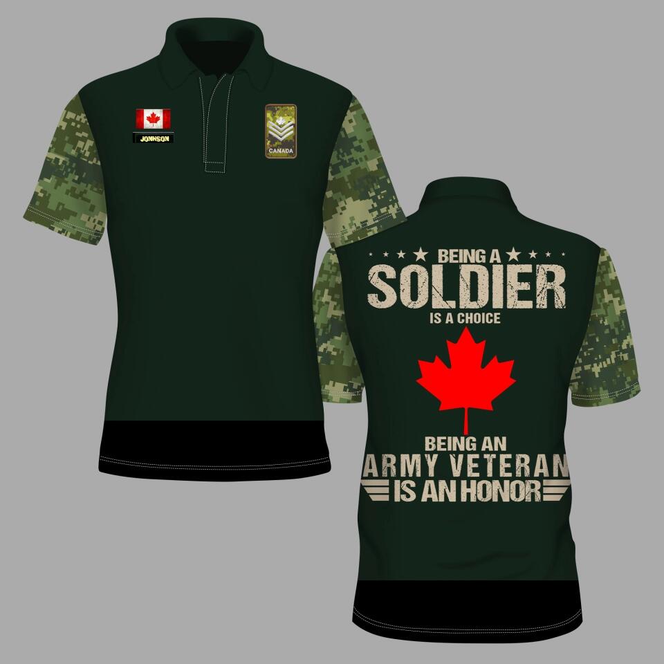 Personalized Canada Solider/ Veteran Camo With Name And Rank POLO 3D Printed - 1671062414