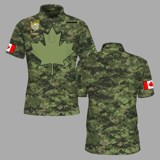 Personalized Canada Solider/ Veteran Camo With Name And Rank POLO 3D Printed - 1673308802