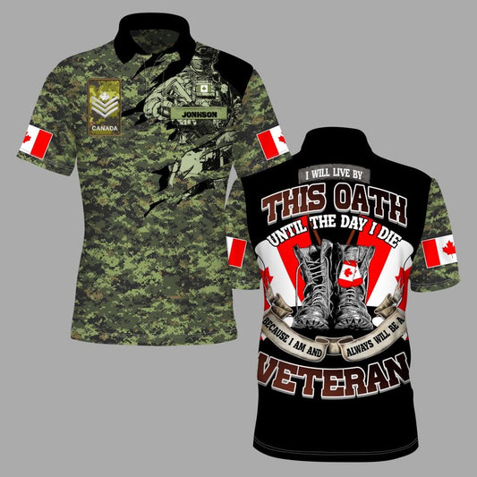 Personalized Canada Solider/ Veteran Camo With Name And Rank POLO 3D Printed - 1673308801