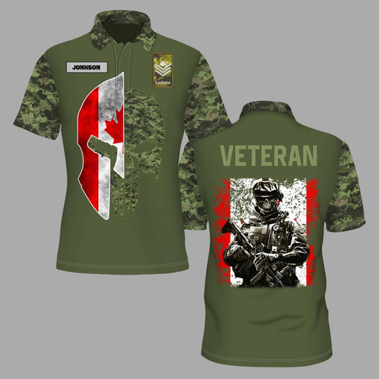 Personalized Canada Solider/ Veteran Camo With Name And Rank POLO 3D Printed - 1673308805