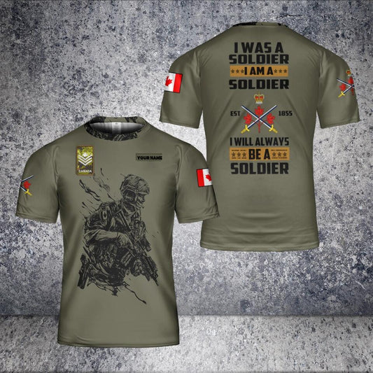 Personalized Canada Solider/ Veteran Camo With Name And Rank T-Shirt 3D Printed - 1677628802